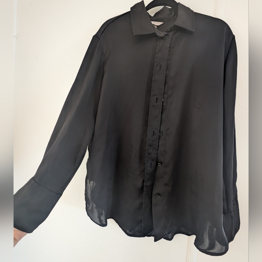 H&M Classic satin Casual Black Blouse